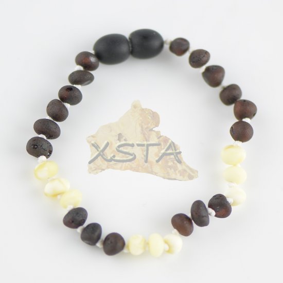 Raw dark cherry baroque bead bracelet with white beads